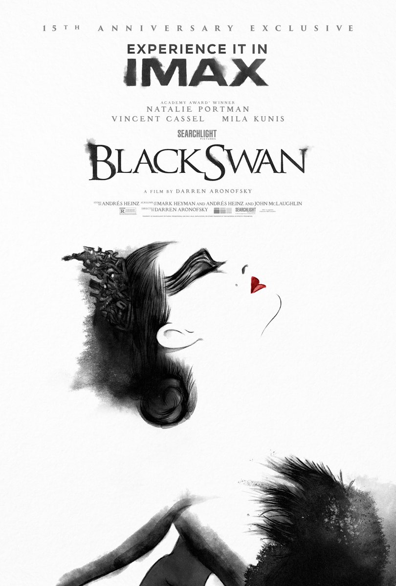 The poster for the 15th anniversary of ‘BLACK SWAN’ starring Academy Award winner Natalie Portman has been released.

Set to screen on IMAX for the first time, on August 21 and 24 in the U.S and Canada.