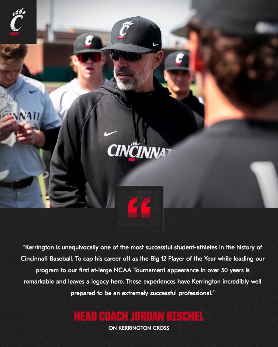 GoBearcatsBASE's tweet image. 🗣️ Head Coach @BischelJordan on @KerringtonCross.
#Bearcats | #TenGames
