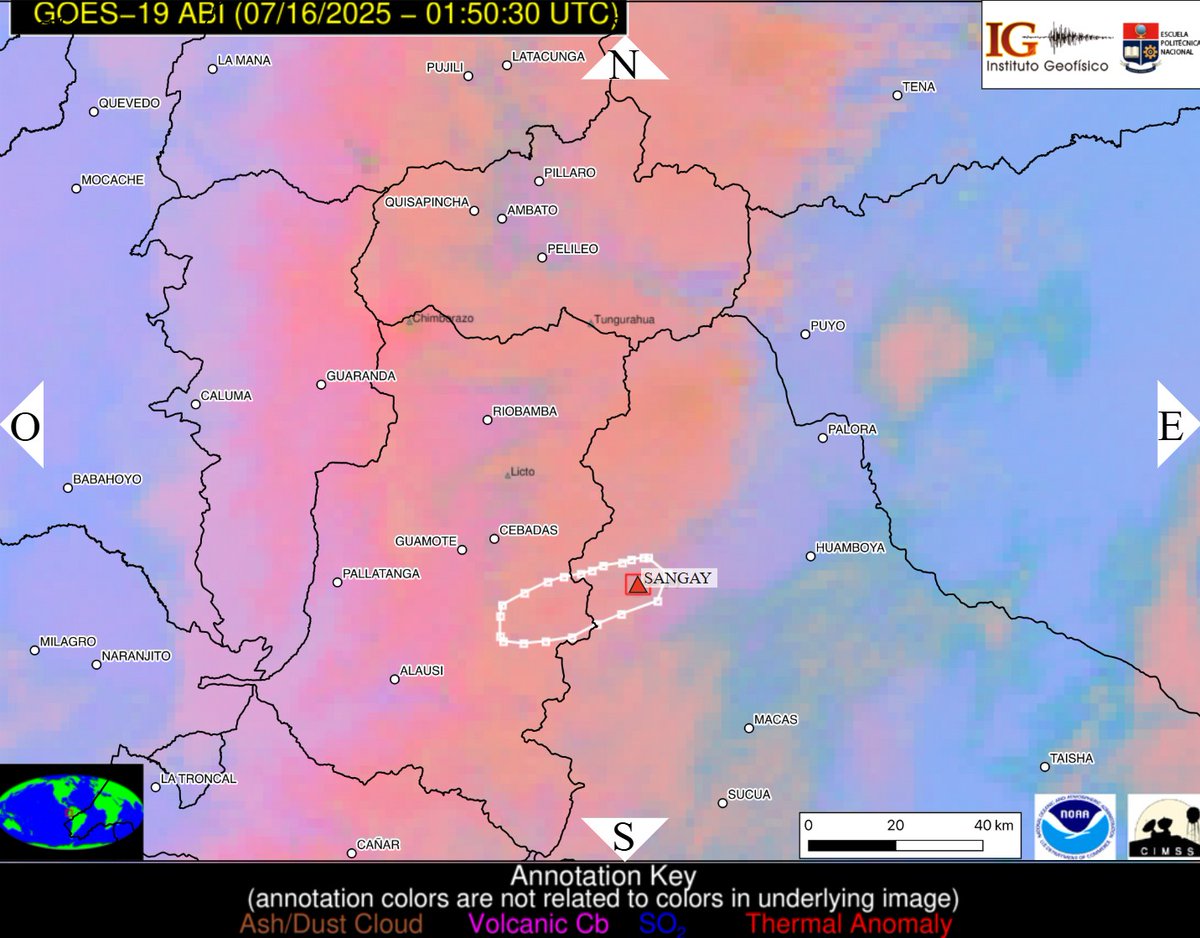 Informe Diario #Sangay N° 2025-197
miércoles 16 de julio de 2025
Nivel de Actividad: 
Superficial: Alta
Tendencia Superficial: Sin cambio
Interna: Moderada 
Tendencia Interna: Sin cambio
Revisarlo en: servicios.igepn.edu.ec/url/NTYyMg==