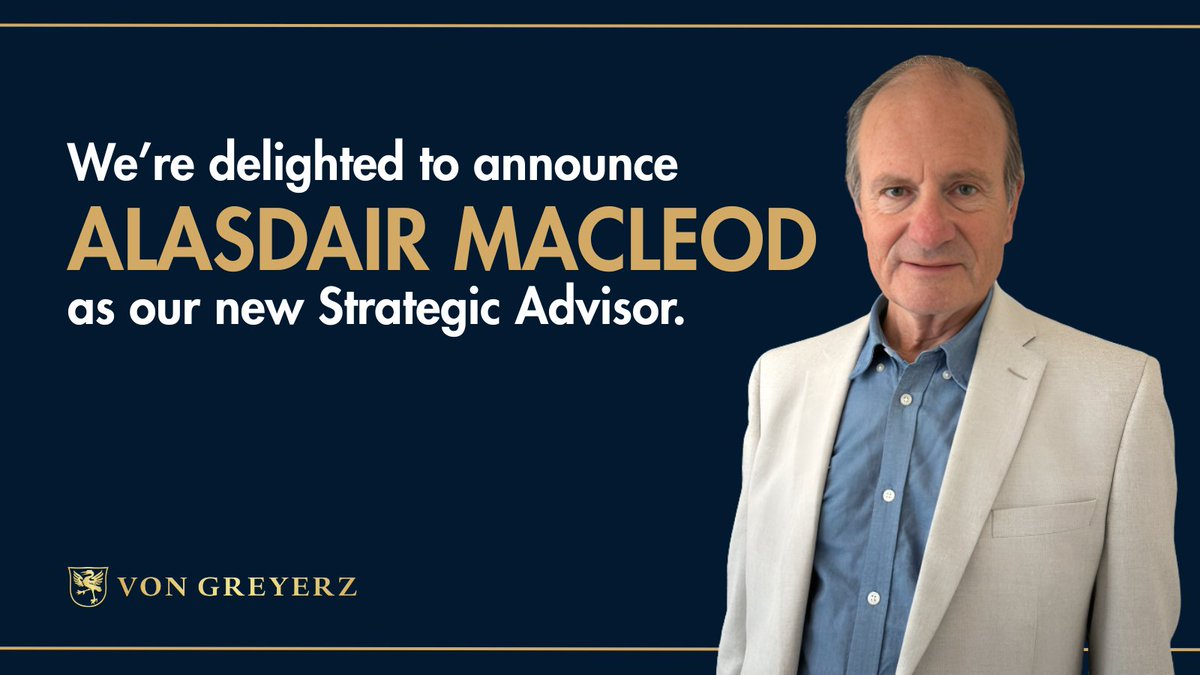 GoldSwitzerland's tweet image. ANNOUNCEMENT: We are delighted to welcome @MacleodFinance as a Strategic Advisor to @GoldSwitzerland. With over five decades of experience in global markets, monetary history, and precious metals, Alasdair brings deep insight that further strengthens our ability to guide clients…