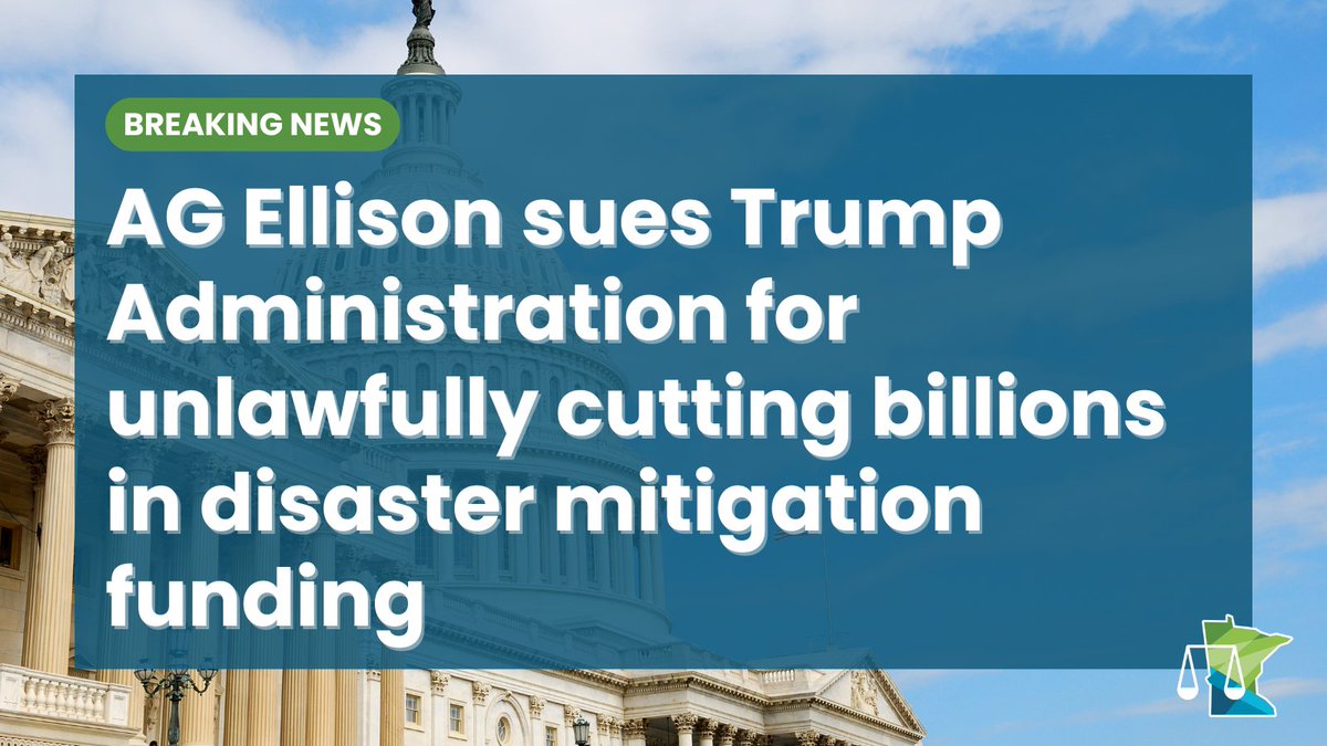AGEllison's tweet image. Donald Trump and his administration would rather fund tax cuts for billionaires than help protect the American people from floods, wildfires, and other natural disasters.
Preparing for natural disasters ahead of time doesn’t just save money and property, it saves lives.