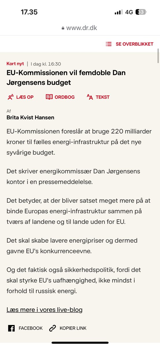 Jens Joel (@jens_joel) on Twitter photo Vigtig prioritering og kerneopgave for EU. Afgørende skridt, hvis <a href="/DanJoergensen/">Dan Jørgensen</a> kan skaffe opbakning til massiv satsning på at binde EU’s energiinfrastruktur sammen (nødvendigt for effektiv udnyttelse af grøn energi og uafhængighed af russisk gas) #eupol
dr.dk/nyheder/senest… Vigtig prioritering og kerneopgave for EU. Afgørende skridt, hvis <a href="/DanJoergensen/">Dan Jørgensen</a> kan skaffe opbakning til massiv satsning på at binde EU’s energiinfrastruktur sammen (nødvendigt for effektiv udnyttelse af grøn energi og uafhængighed af russisk gas) #eupol
dr.dk/nyheder/senest…