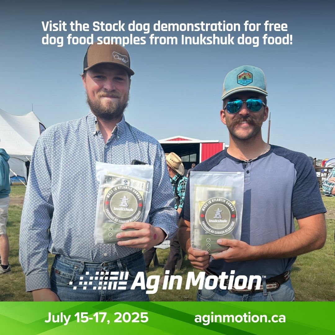 AginMotion's tweet image. WHO LET ‘EM OUT?! 🐾
Swing by Livestock Central and grab your FREE Inukshuk dog food sample! 🐶🎁
Thank you to @inukshukdogfood for sponsoring the Stock Dog Demo at #AIM25!
The crowd loved these amazing working dogs in action.
Missed it? We’re doing it again at 2!
#AgInMotion