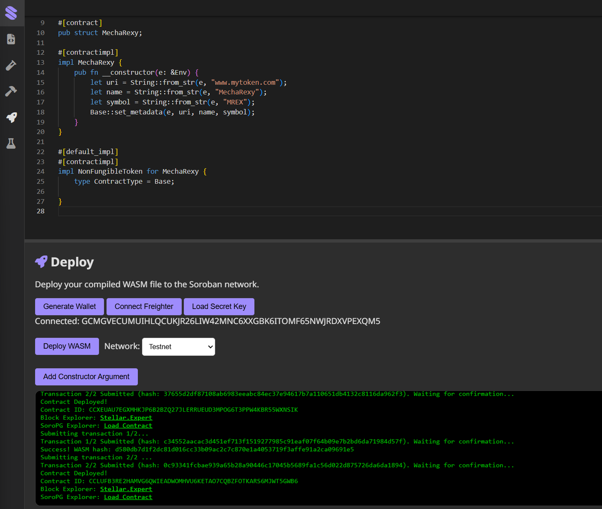 Lumen Loop (@lumenloop) on Twitter photo Soropg.com web ide from <a href="/james_bachini/">James Bachini</a> allows for quick Stellar smart contract development:
- Code editor
- Run Unit Test
- Builds your WASM
-Generates wallets
- Deploy with arguments
- Call your contract functions
All without the CLI 🔥 Soropg.com web ide from <a href="/james_bachini/">James Bachini</a> allows for quick Stellar smart contract development:
- Code editor
- Run Unit Test
- Builds your WASM
-Generates wallets
- Deploy with arguments
- Call your contract functions
All without the CLI 🔥