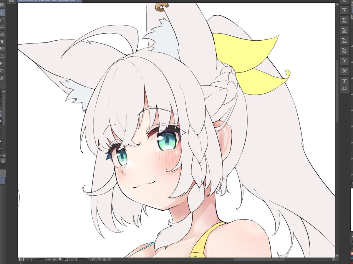 payano_i's tweet image. ポニテ白上WIP！いいお顔っ... 
#絵フブキ