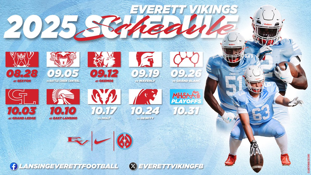 Lansing Everett Football (@everettvikingfb) on Twitter photo 2025 Season Schedule 2025 Season Schedule