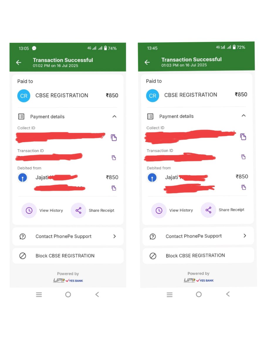 PiyushP95202244's tweet image. @cbseindia29 I paid for duplicate migration certificates for myself &amp;amp; my brother via the CBSE portal. Payment was successful (₹850 each), but the status still shows “Pay Now” for both.

App Nos: B25DD330702,B25DD330729
Paid on: 16july2025
Please assist. #CBSE