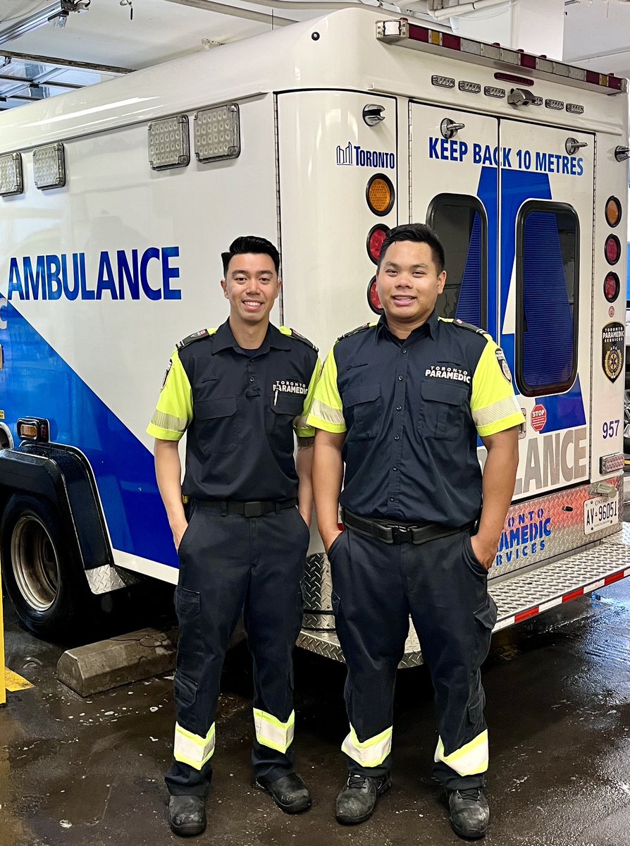 TorontoMedics's tweet image. Paramedics Chris and Ben getting ready to start their shift out of downtown’s busy 40 Station. 🚑

These dedicated professionals are among the many who provide lifesaving pre-hospital care across the @CityofToronto.

Thank you for all you do! 🙏
