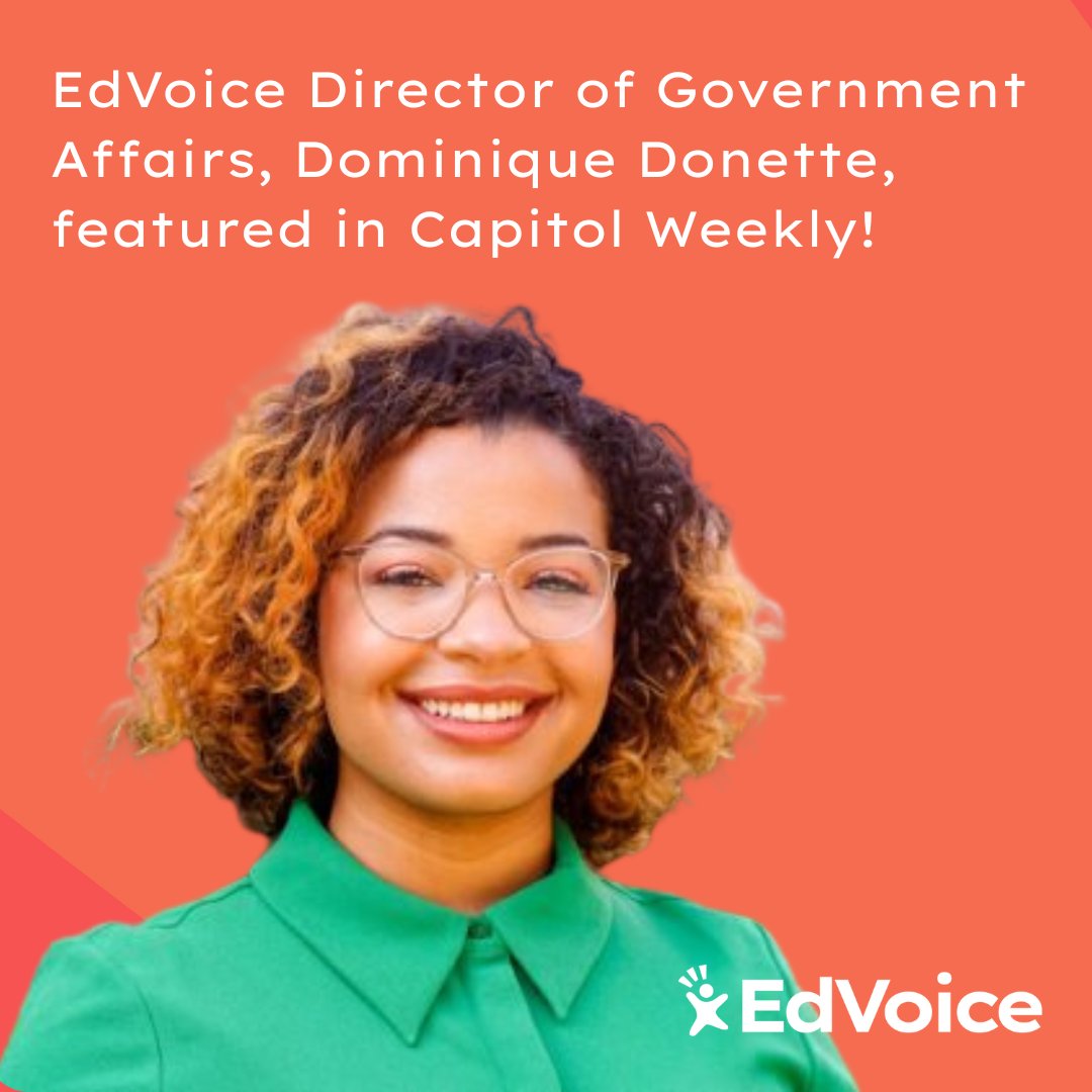 edvoice's tweet image. Thrilled to see our own Dominique Donette receive the flowers she deserves!
Thank you @Capitol_Weekly for uplifting Dominique's powerful story, and sharing with the world what we've always known -- Dominique is INCREDIBLE 👏
Read full article: capitolweekly.net/capitol-spotli…