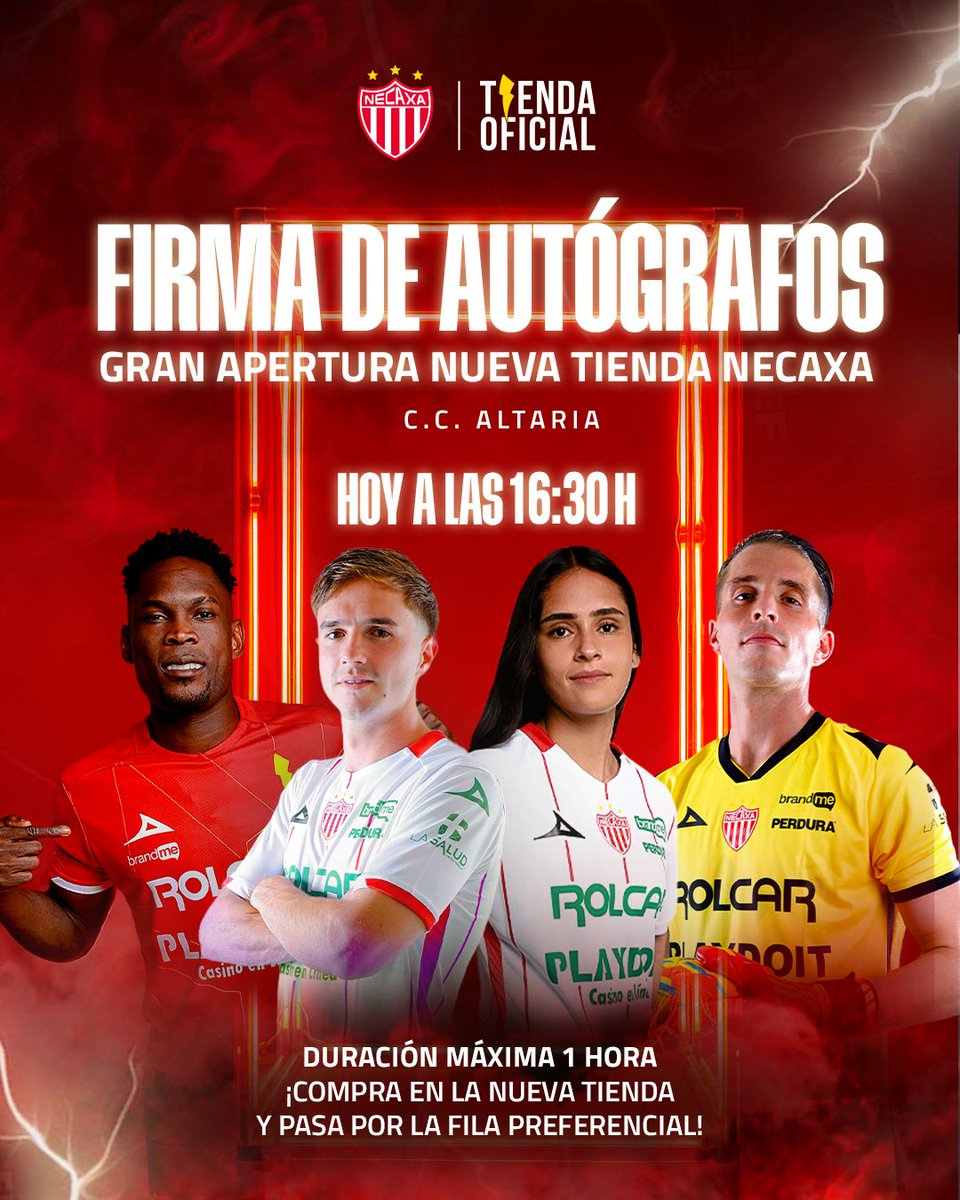 Club Necaxa (@clubnecaxa) on Twitter photo ¡Recuerda que hoy tenemos la inauguración de nuestra nueva Tienda Necaxa en <a href="/CCAltaria/">Altaria Centro Comercial</a> y lo celebramos con firma de autógrafos! ¡Te esperamos! 😎
#FuerzaRayos ⚡ ¡Recuerda que hoy tenemos la inauguración de nuestra nueva Tienda Necaxa en <a href="/CCAltaria/">Altaria Centro Comercial</a> y lo celebramos con firma de autógrafos! ¡Te esperamos! 😎
#FuerzaRayos ⚡