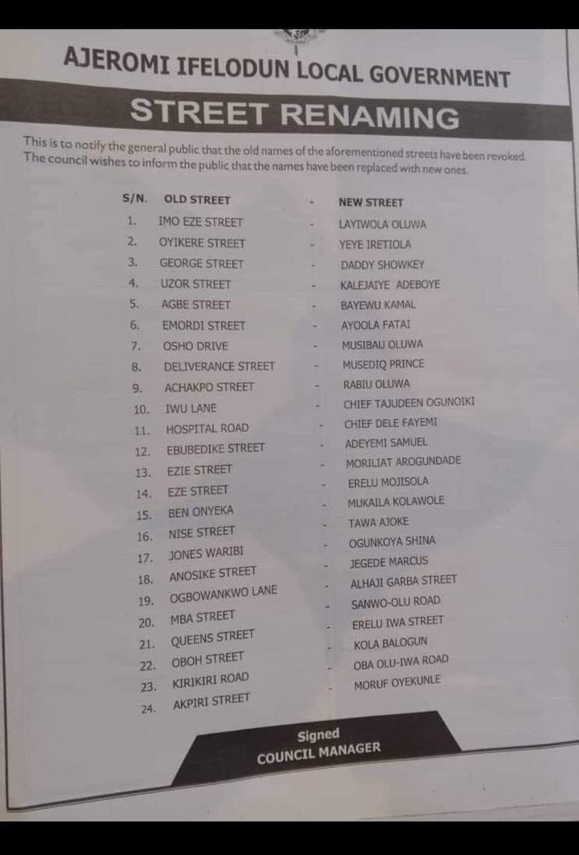247IGBO's tweet image. Group of people with inferiority complex 😂. To publicly show their deep hatred to Igbos, Lagos state is renaming every streets with Igbo names to Yoruba names. Mind you Igbos are the ones that developed those streets. How low can they go?