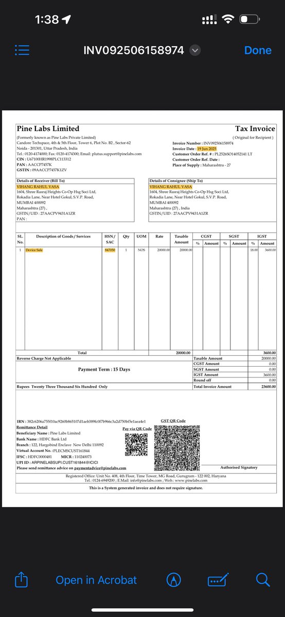 photonicsindia's tweet image. Respected Sir,

As a tax paying customer of #Pinelab, I am writing to express my concerns regarding the recent #fraudulent actions of Pinelab, a public limited company. 

I would like to ask govt of india what is going on and how would you explain following

#Pinelab, which