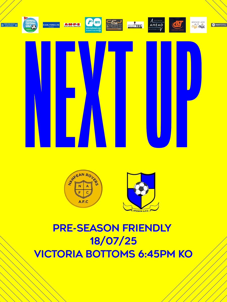 StickerAFC's tweet image. PSF #3
Friday Night! 💛⚽️💙
First team away to @NanpeanAFC at the beautiful Victoria Bottoms.
@swsportsnews | #UpTheSticky