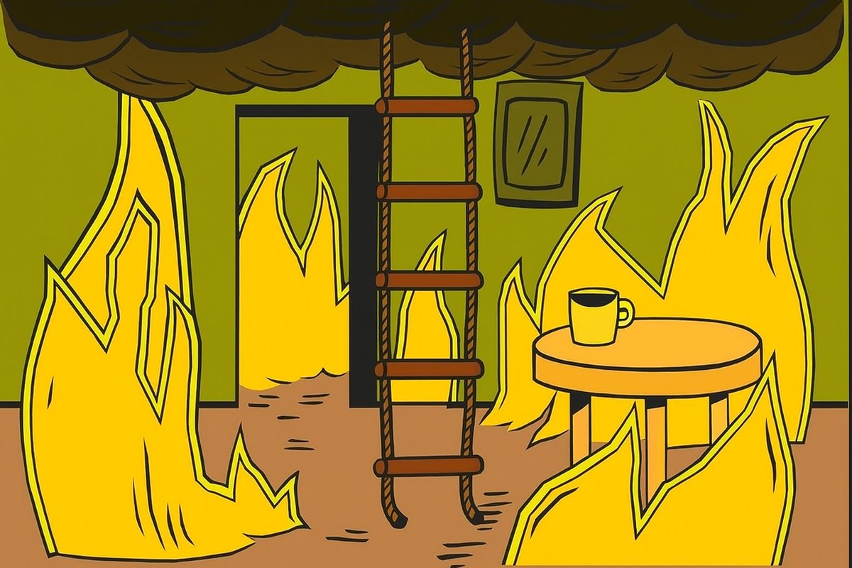 Cptn_Ow's tweet image. So... at the launch of the @Ferno_ai Sweatshop, i told you guys to learn how to jump a fence.
Instructions were not clear, we had to rescue 3 degens stuck in the air fryer already.
So we added something new.
Ominous ladder with uncertain safety, leading to an unknown place -…