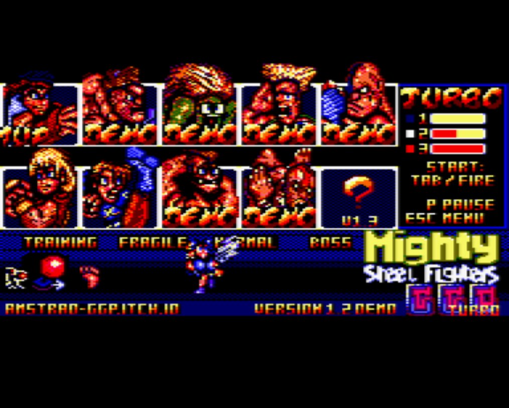 MaitrejoeGGP's tweet image. The Mighty Steel Fighters v1.2 update is coming this Friday, July 18th, at 10:00 AM CEST.
A demo of this version will also be available.
info here : fb.me/e/5ZpNtsQVO
amstrad-ggp.itch.io
#amstrad #amstradcpc #homebrew #Pixel #pixelart