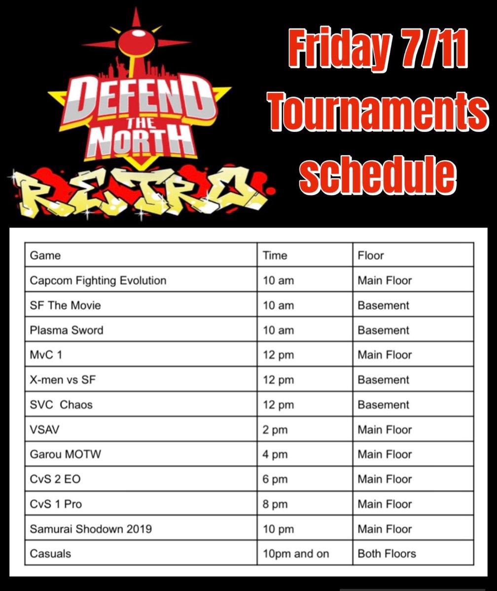 ArcadeBrooklyn's tweet photo. Friday-Sunday Doors open at 9am. Tournaments start at 10am. 

#DTNRetro #DTN2025 Sponsored by 
@arcadecandyco 
 🕹️🍬

https://t.co/UMWNlUm7Vt  🗽@defendthenorth

July 11th-13th - At 6120 4th av Brooklyn Ny 11220. 
 
Hosted by @FightingRetro @DRB3000 @teamstrike1st @LdaAnd & XaGrandK

Flyer by ✏️ @lionplex 

#RetroFightingGodFestival