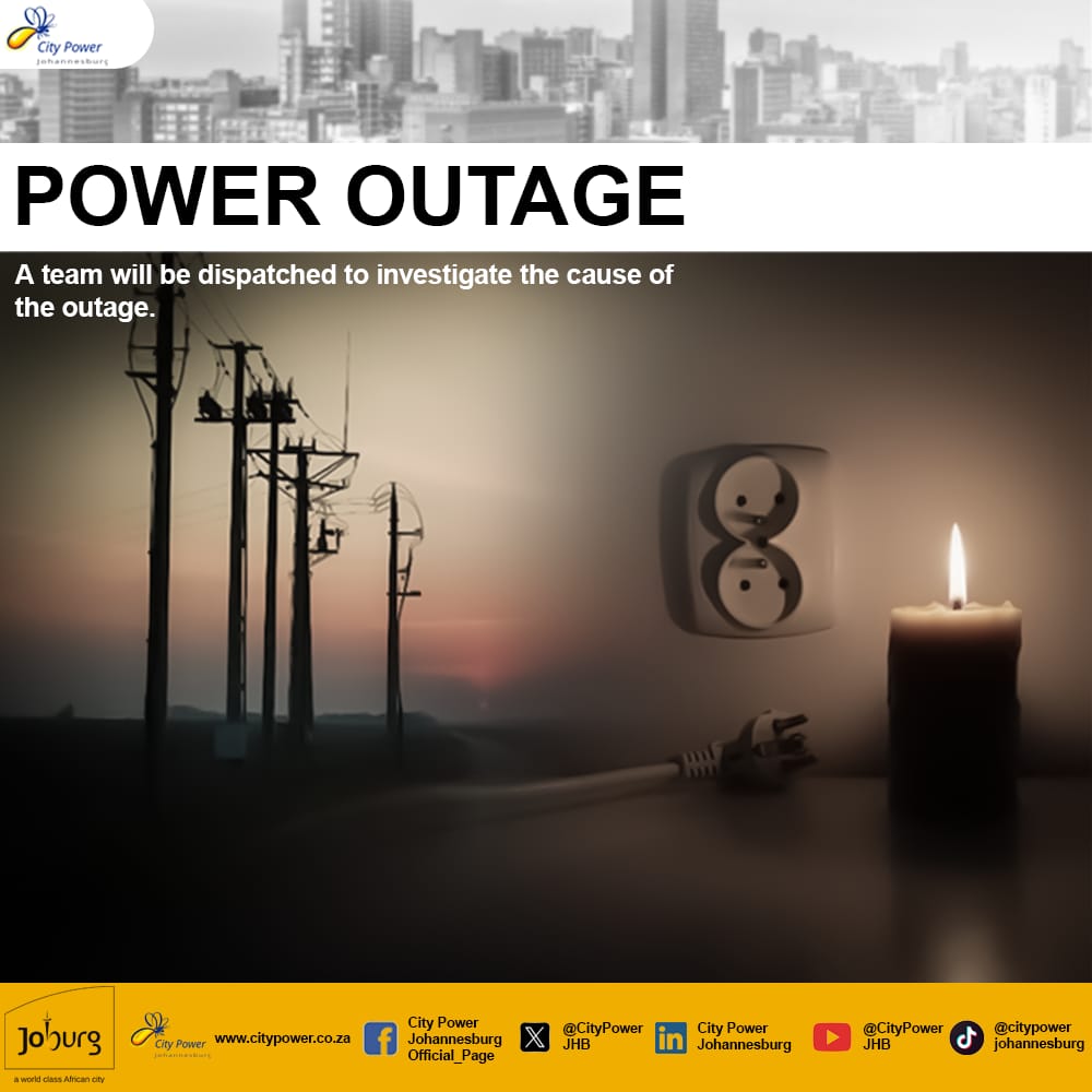CityPowerJhb's tweet photo. #AlexandraSDC #OutageUpdates
*Vasco Da Gama Switching Station*
We are aware of the unplanned power disruption affecting customers in Alexandra from 1st Avenue to 16th Avenue, between Vasco Da Gama Street and Selbourne Street.
The Eskom team is on-site investigating the cause of the outage. Once they have established the fault, power will be restored for all customers.
Developments will be communicated in subsequent reports.
We apologise for the inconvenience caused and appreciate your patience.
*Note: To avoid the risk of potential damage or inrush current incidents during the restoration process, customers are requested to unplug all electrical appliances during outages*^LT