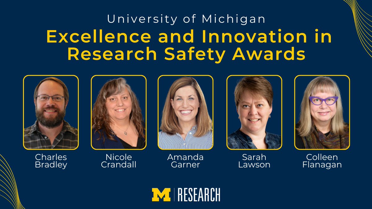 UMichResearch's tweet image. The @UMich Research and Academic Safety Committee has awarded five faculty and staff members with awards honoring their commitment to maintaining a safe research environment at the University of Michigan. myumi.ch/E87j3