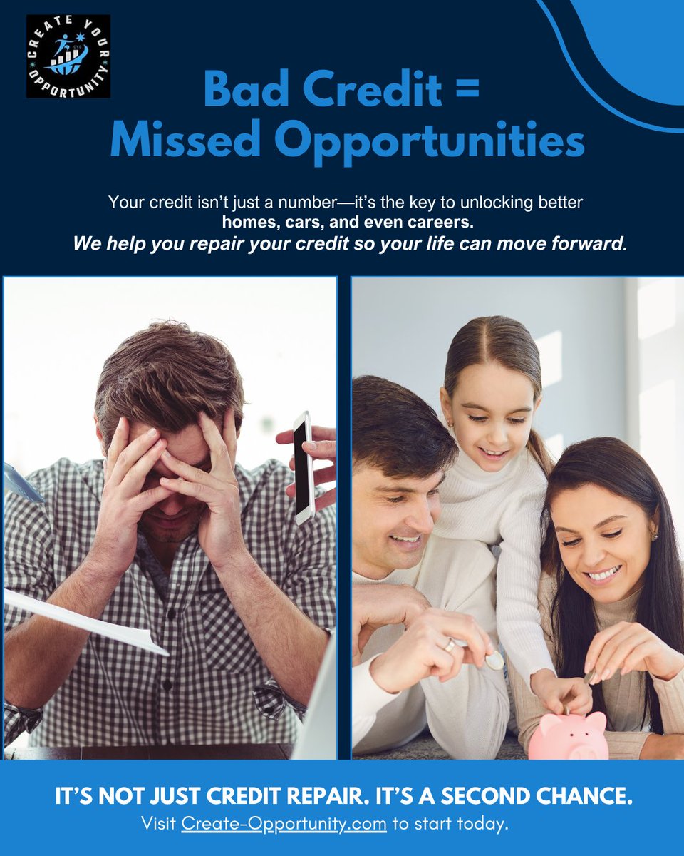 createopport's tweet photo. 💳 Struggling with bad credit?

Your credit score could be stopping you from getting approved for a home, a car, or even a job. 

Start now at 👉 https://t.co/ByUXxCP2tu

#BadCreditHelp #CreditRepairNearMe #RaiseCreditScore  #CreditScoreHelp #FreeCreditRepairTips #CreditRepair https://t.co/rEd6CmU5qV