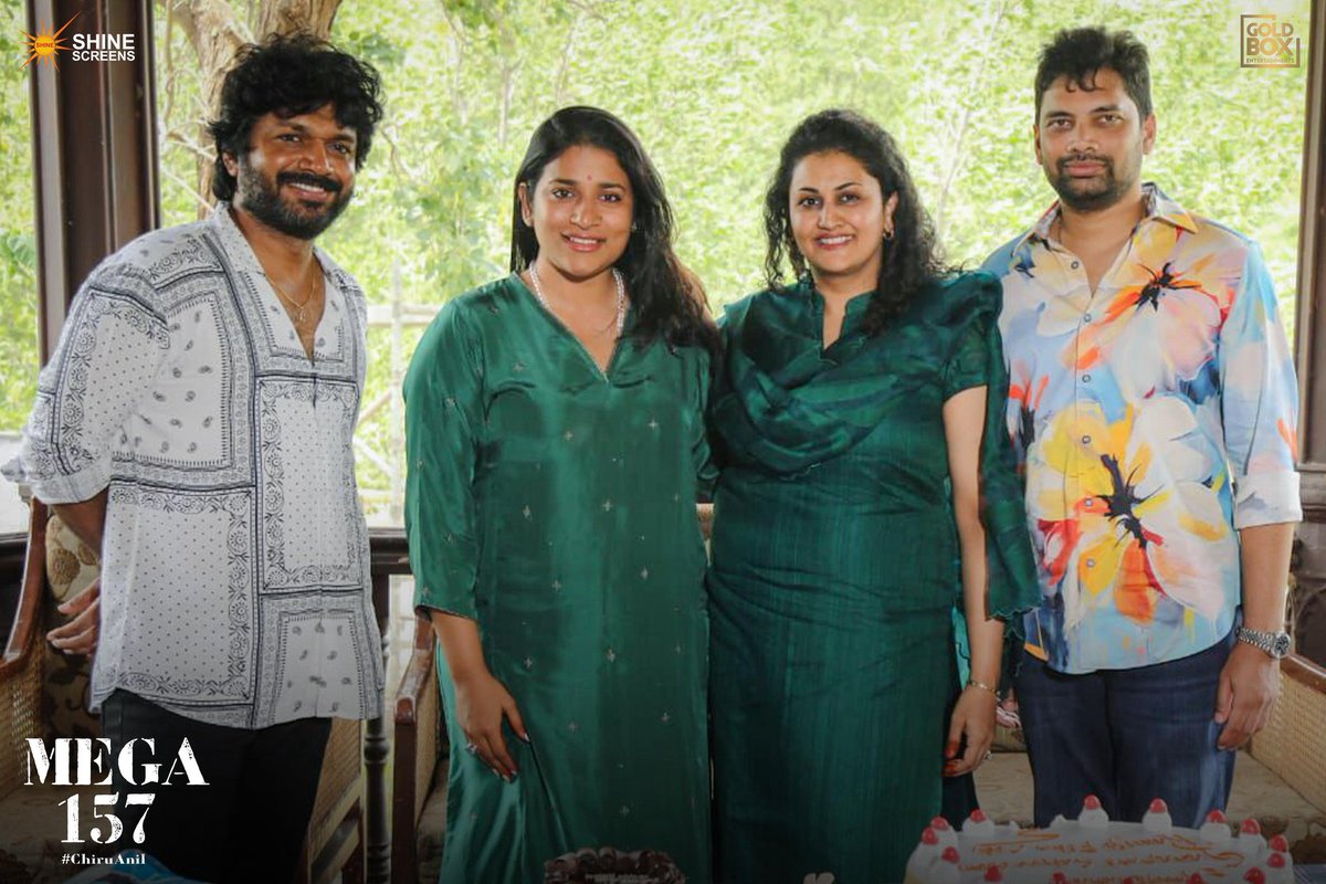Gold Box Entertainments (@goldboxent) on Twitter photo Team #Mega157 celebrated the birthday of our beloved producer <a href="/sahugarapati7/">Sahu Garapati</a> on the sets today ❤️🔥
#ChiruAnil SANKRANTHI 2026 – రఫ్ఫాడించేద్దాం 🔥
Megastar @Kchirutweets
#Nayanthara @anilravipudi #BheemsCeciroleo <a href="/sushkonidela/">Sushmita Konidela</a> #Archana <a href="/YoursSKrishna/">S KRISHNA</a> <a href="/Shine_Screens/">Shine Screens</a> <a href="/GoldBoxEnt/">Gold Box Entertainments</a> Team #Mega157 celebrated the birthday of our beloved producer <a href="/sahugarapati7/">Sahu Garapati</a> on the sets today ❤️🔥
#ChiruAnil SANKRANTHI 2026 – రఫ్ఫాడించేద్దాం 🔥
Megastar @Kchirutweets
#Nayanthara @anilravipudi #BheemsCeciroleo <a href="/sushkonidela/">Sushmita Konidela</a> #Archana <a href="/YoursSKrishna/">S KRISHNA</a> <a href="/Shine_Screens/">Shine Screens</a> <a href="/GoldBoxEnt/">Gold Box Entertainments</a>