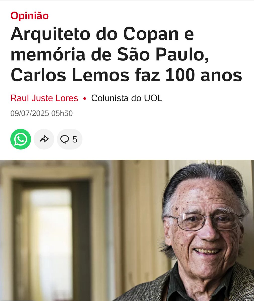 O Sr. Memória de São Paulo faz 100 anos. A luta dele, bem menos conhecida do que deveria, diz muito sobre a importância q damos ao patrimônio 

Minha coluna no <a href="/UOL/">UOL</a> ⬇️

noticias.uol.com.br/colunas/raul-j…