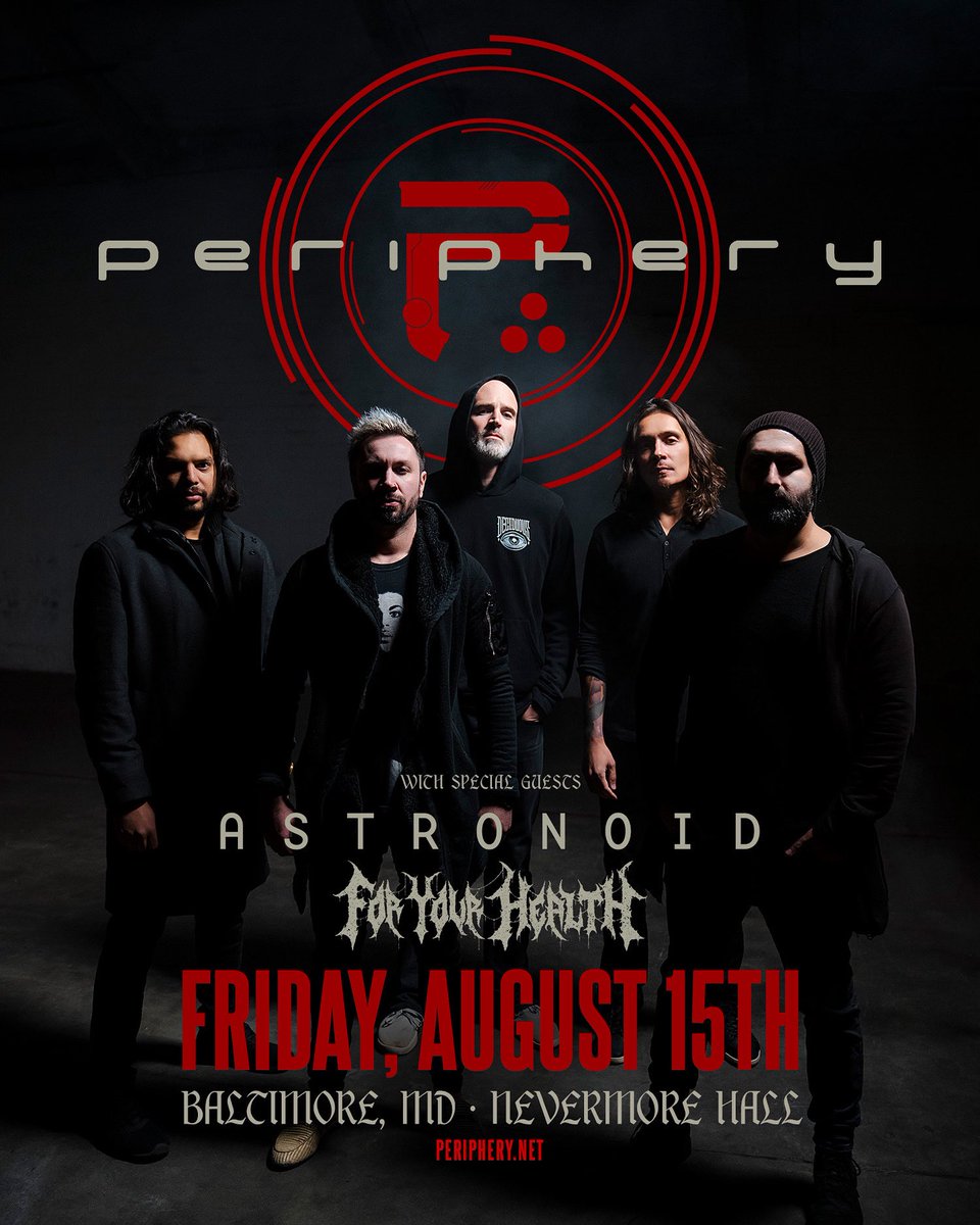 We're thrilled to announce <a href="/astronoid/">Astronoid</a> and <a href="/foryourhealthoh/">for your health 🖤</a> will be joining <a href="/PeripheryBand/">Periphery</a> in Baltimore for their big headline gig at Nevermore Hall. Tickets are on sale now via periphery.net