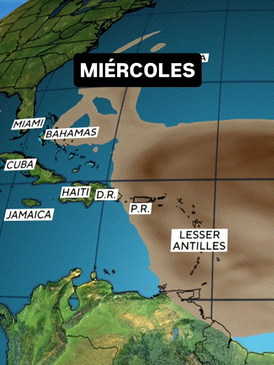 🔴🔴TOMEN NOTA | La octava nube de polvo del Sahara ya está llegando a República Dominicana y podría permanecer incidiendo durante varios días hasta el sábado: la sensación térmica aumentará en las próximas horas y los procesos alérgicos incrementarán en los próximos días.

🔴Las