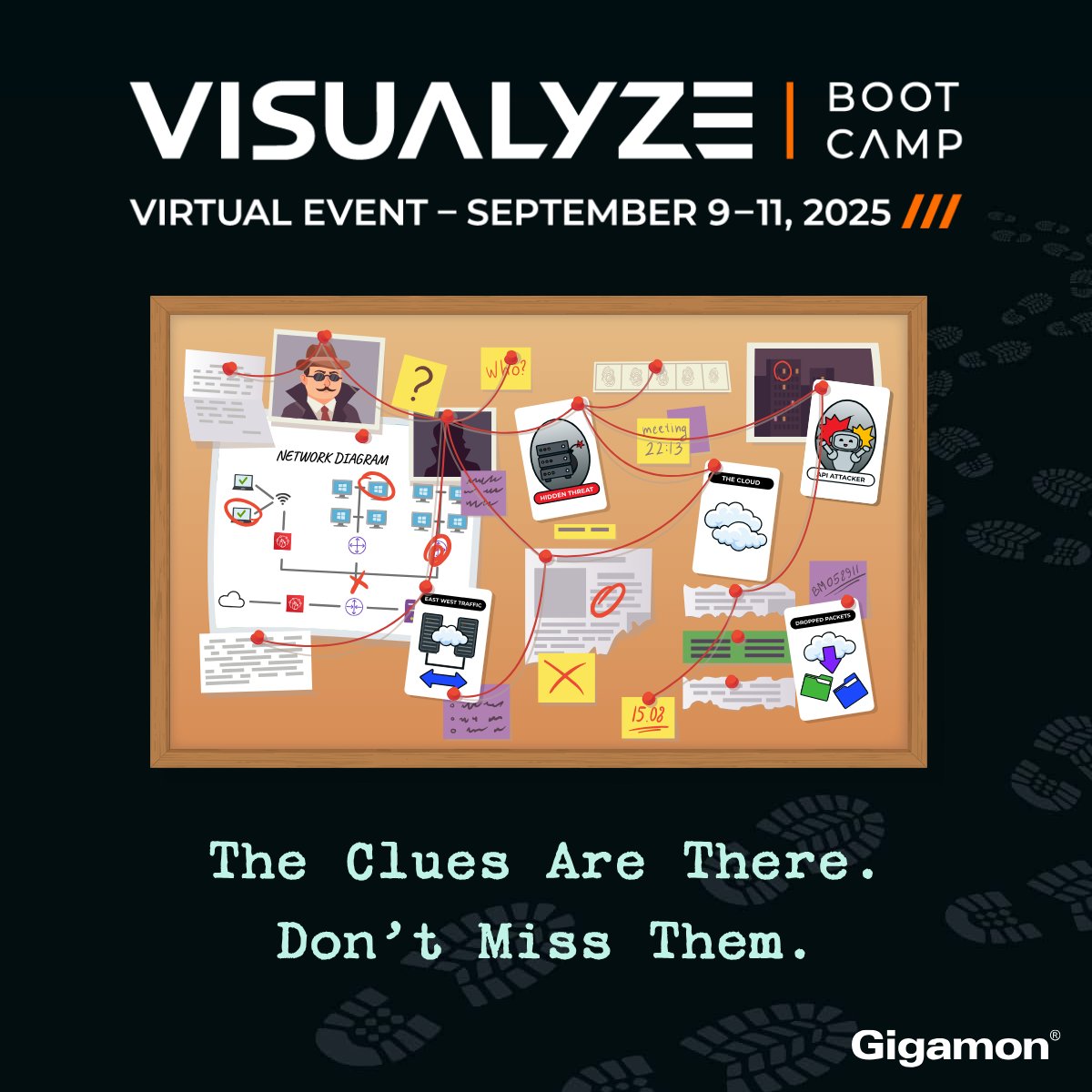 gigamon's tweet image. The clues are there. You just haven’t seen them — yet. 🕵️‍♂️

Join us online September 9–11 for #VisualyzeBootcamp, a virtual event where you’ll discover what you’ve been missing in your #HybridCloud. Register today ⬇️ ow.ly/POT350Wn1OQ