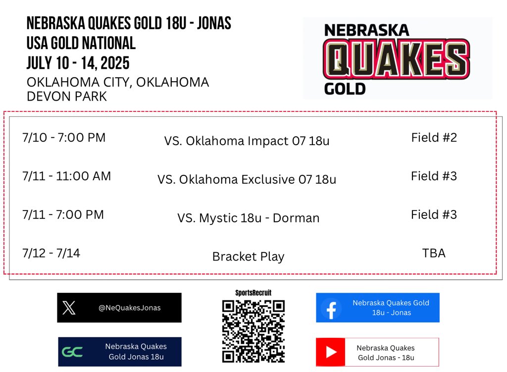 NEThunderJonas's tweet photo. HEYYYY OKC… HERE WE COME!! 

We are on our way to OKC to compete in the USA GOLD Nationals at Devon Park. 

Pool play starts tomorrow at 7 PM on Field #2! 

Follow along on X or GameChanger or watch the live stream through the tournament. 
Details in the link below: 
https://t.co/XsRV8sNHIN

GO QUAKES!! 🤍🥎

@NEQuakesSB | @USASoftball | @DevonParkOKC