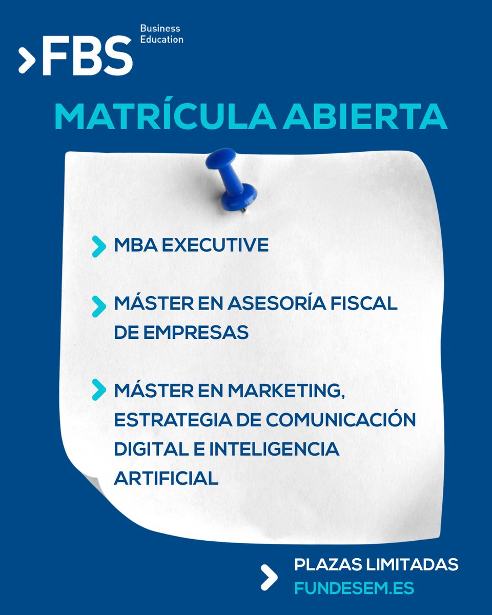Si estás pensando en estudiar un máster en Fundesem este curso, es el momento perfecto.

📅 La matrícula ya está abierta.

Reserva tu plaza hoy y empieza a transformar tu carrera.

🎓 MBA Executive | Marketing + IA | Asesoría Fiscal
📲 fundesem.es