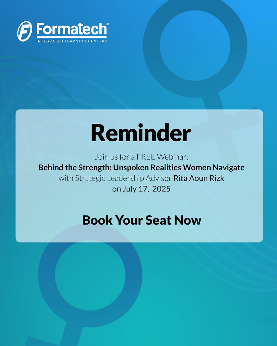 formatechedu's tweet photo. Free Webinar Alert!
Join us on July 17 as Rita leads a thought-provoking webinar on how to build emotionally intelligent, inclusive environments where women can truly thrive.

Reserve your spot now → https://t.co/s0kfKEgbLf https://t.co/iiCZsqqMsH