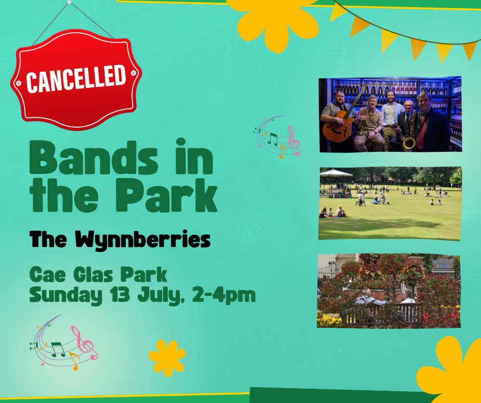 Unfortunately, due to unforeseen circumstances, The Wynnberries are no longer able to perform in Cae Glas Park this Sunday, 13 July. 
Details of other free events in Oswestry here tinyurl.com/yc68aptw