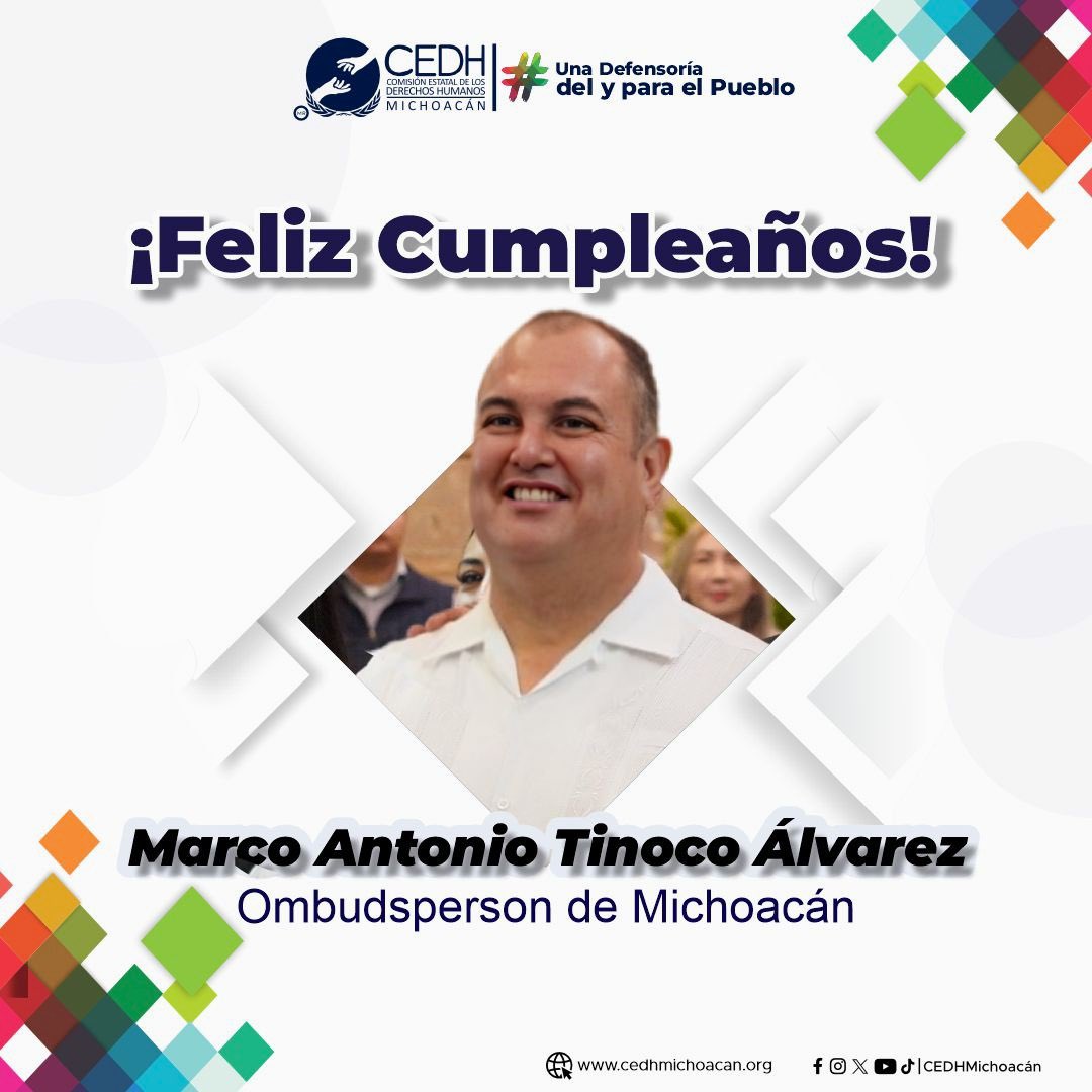 Desde la CEDH Michoacán queremos felicitar al ombudsperson, deseándole un gran año de experiencias por vivir. #SomosunaDefensoríadeyparaelPueblo