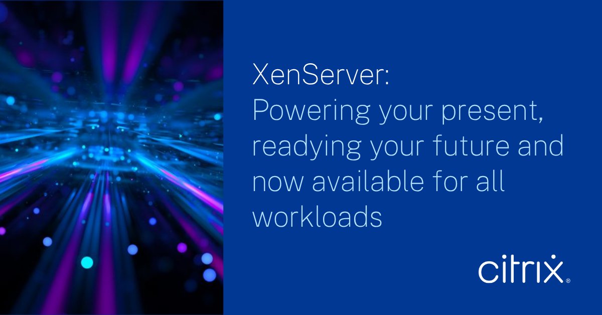 Big news: #XenServer is now available for *all* workloads.

This update means you can confidently deploy and manage any application or service on XenServer, knowing you're backed by #Citrix. Learn more: spr.ly/60134ttxJ