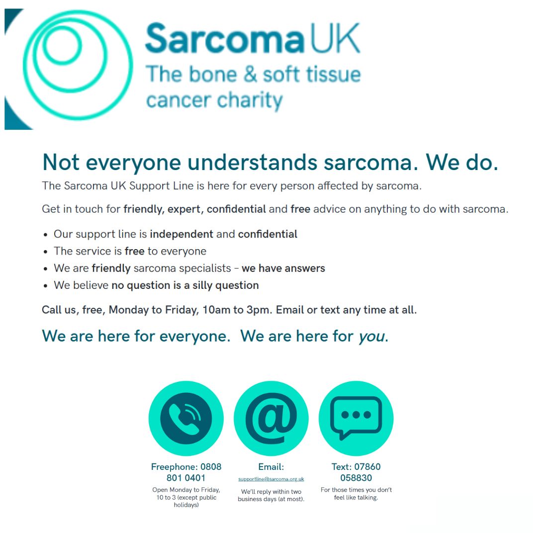 This Sarcoma awareness month we want you to know you are not alone. If you need to talk you can call into the Macmillan information centre on the ground floor of Arrowe park, or call the Sarcoma UK support line on 0808 801 0401
youtu.be/zPPEQ7q4DqU