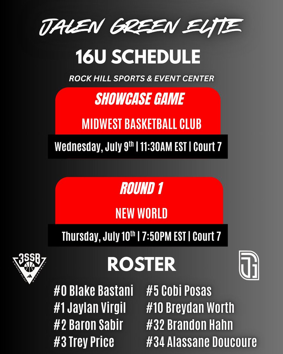 Schedule for this week <a href="/3SSBCircuit/">3Stripes Select Basketball</a> First live period game at 7:50 Court 7 VS New World🔥