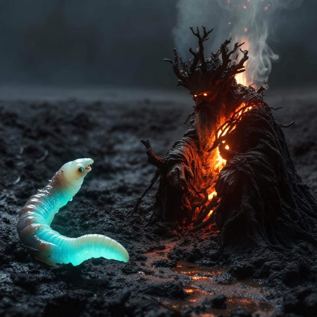 DeepPresence's tweet image. Here comes the hearth god looking for fire. 

Sorry buddy none here. I’m just a gassy worm