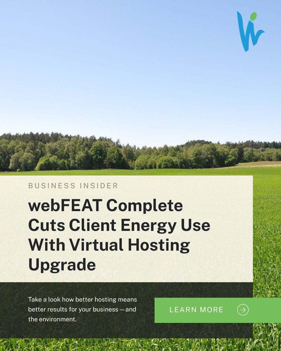webFEATComplete's tweet photo. We're excited to share a major upgrade to our hosting infrastructure! By moving to virtualized hosting, we've cut energy use while boosting speed, reliability, &amp; security for our clients. It's hosting that works better—and greener.

Learn how we're making a difference. #LinkInBio https://t.co/GlD88IZE3g