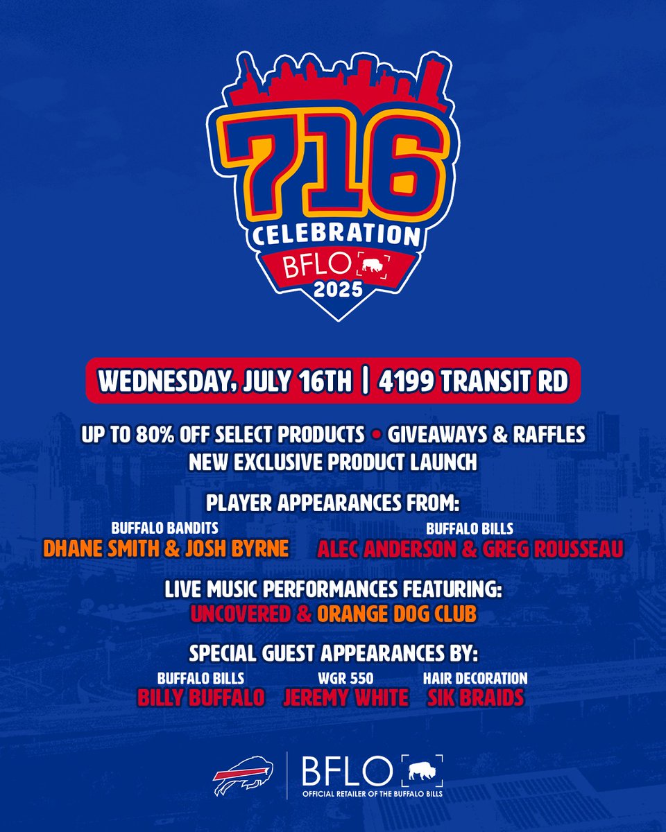 WGR 550 (@wgr550) on Twitter photo Celebrate 7-1-6 Day with <a href="/JeremyWGR/">Jeremy White š</a> at The BFLO Store in Transitown Plaza Williamsville on 7/16 from 4-6pm! Spend $77.16 in-store or online & score a free āGo Billsā capāwhile supplies last! Visit WGR550.com for details. Celebrate 7-1-6 Day with <a href="/JeremyWGR/">Jeremy White š</a> at The BFLO Store in Transitown Plaza Williamsville on 7/16 from 4-6pm! Spend $77.16 in-store or online & score a free āGo Billsā capāwhile supplies last! Visit WGR550.com for details.