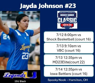 Jayda Johnson (@jaydabball) on Twitter photo Excited to compete with my <a href="/Legends_Bball/">Legends U Basketball</a> 15U McKey Team at Spooky Nook in Hamilton this weekend. <a href="/BryceMcKey/">Bryce McKey</a> <a href="/DrewFladung/">Drew Fladung</a> π¨π¦ Excited to compete with my <a href="/Legends_Bball/">Legends U Basketball</a> 15U McKey Team at Spooky Nook in Hamilton this weekend. <a href="/BryceMcKey/">Bryce McKey</a> <a href="/DrewFladung/">Drew Fladung</a> π¨π¦