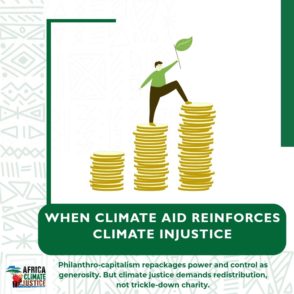 AfricanCJGroup's tweet image. Billionaires like #Gates, #Bezos& #Musk pour billions into climate “solutions”, but fund corporate-led technologies, top-down agendas, & elite NGOs, not frontline communities. Climate justice demands redistribution, not trickle-down charity. #ClimateJustice #decolonizeaid