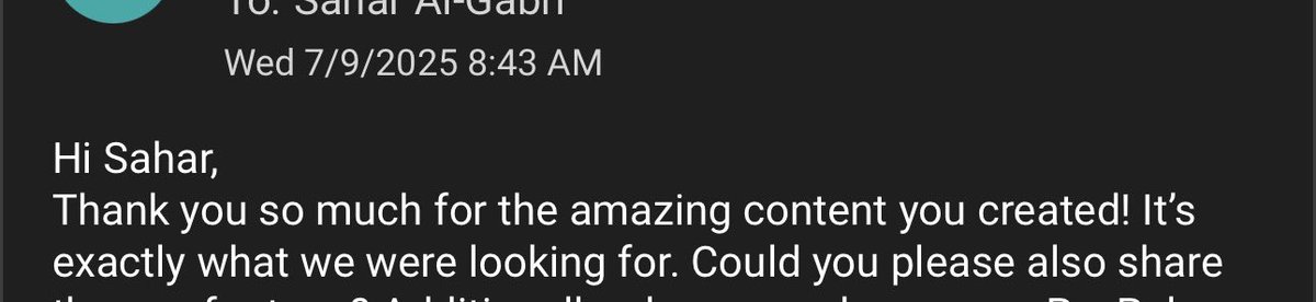 Received this lovely feedback from a brand I recently worked with… made my morning! 🥰

💌 hello@saharugc.com 
🔗 saharugc.com 

#ugc