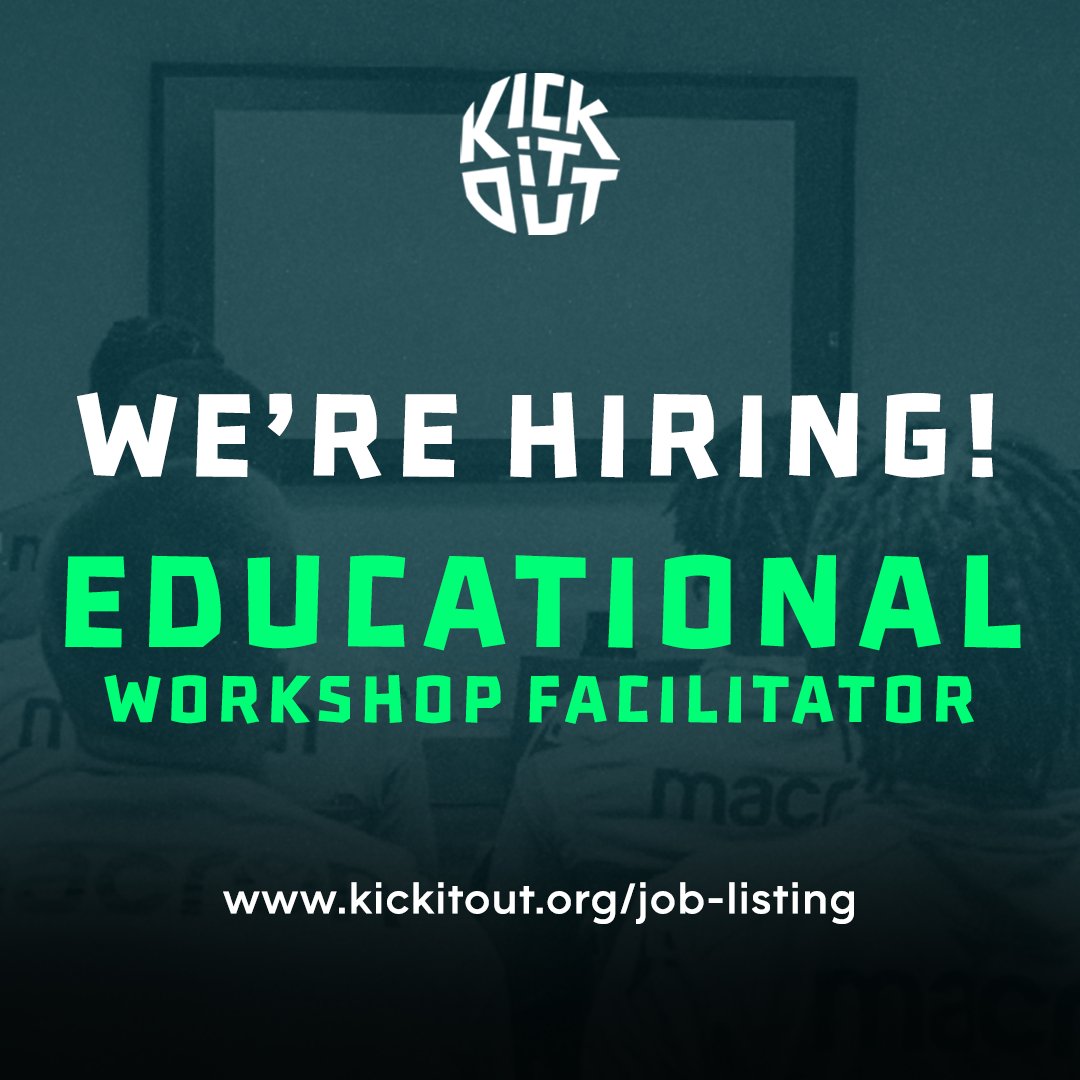 kickitout's tweet image. 💼 Kick It Out Vacancy: Educational Workshop Facilitator
💷 £600 per day
📍Various stadiums/locations across England
🤝 Freelance contract
📆 Closing date: rolling - 31st July or before
🔗 Apply now: bit.ly/4nELBrW