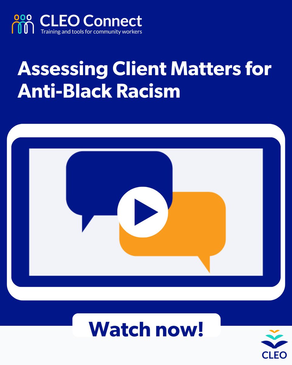 CLEOConnect's tweet image. Missed our recent webinar on how to assess a client’s experience of anti-Black racism? Watch the recording at cleoconnect.ca/resource/yourl…
