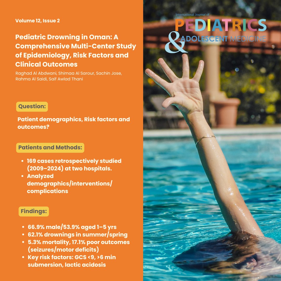 IJPAM's tweet photo. #Pediatric #drowning in #Oman: A comprehensive multi-center study of #epidemiology, risk factors, and clinical outcomes

To access the full article, please visit: https://t.co/jLhGGf5SXa

#IJPAM #Medicine #pediatric #articles #June2025 #Vol12Iss2 #OriginalArticle https://t.co/0lEIZDCpcu