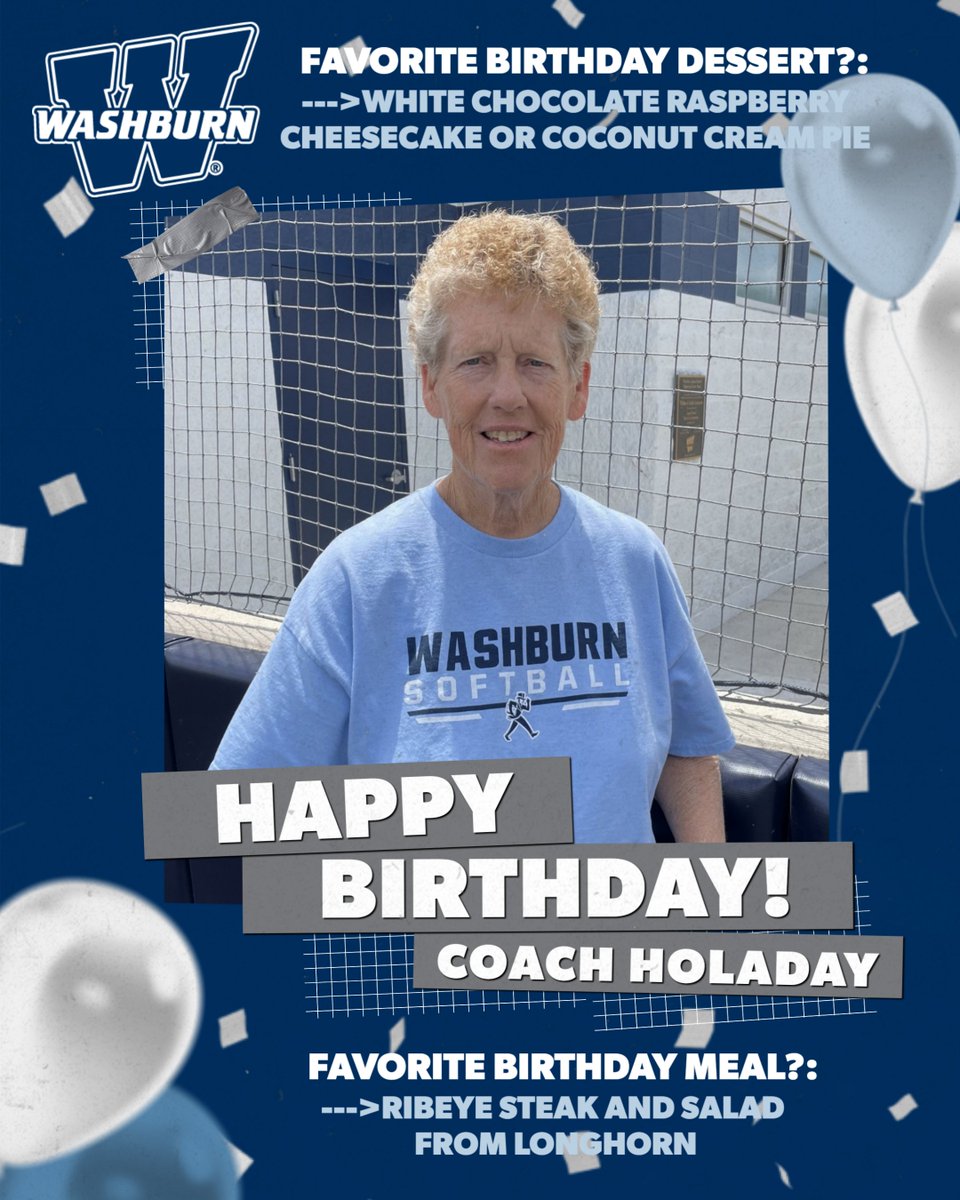 Help us wish Coach Holaday a very happy birthday!

ICYMI: Coach Holaday became the winningest coach in Washburn softball history this past season. 

Here's to many more!