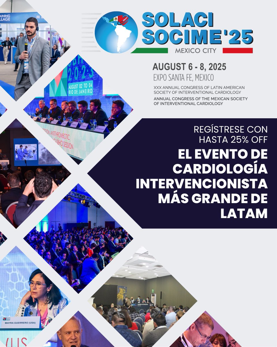 🚨 ¡Del 6 al 8 de agosto viví #SOLACISOCIME2025 en CDMX!
🌎 Conectá con referentes globales en cardiología intervencionista
📚 Casos en vivo, Hands On y lo último en tecnología
💥 ¡Registrate antes del 18/07 y obtené hasta 25% OFF!

👉 buff.ly/ViA41ss