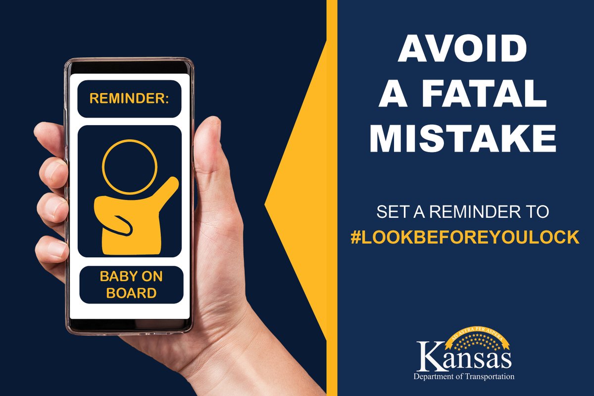 KDOTHQ's tweet image. Life can be hectic and sometimes we all need reminders, especially if they can help save lives.
#LookBeforeYouLock #checkforbaby