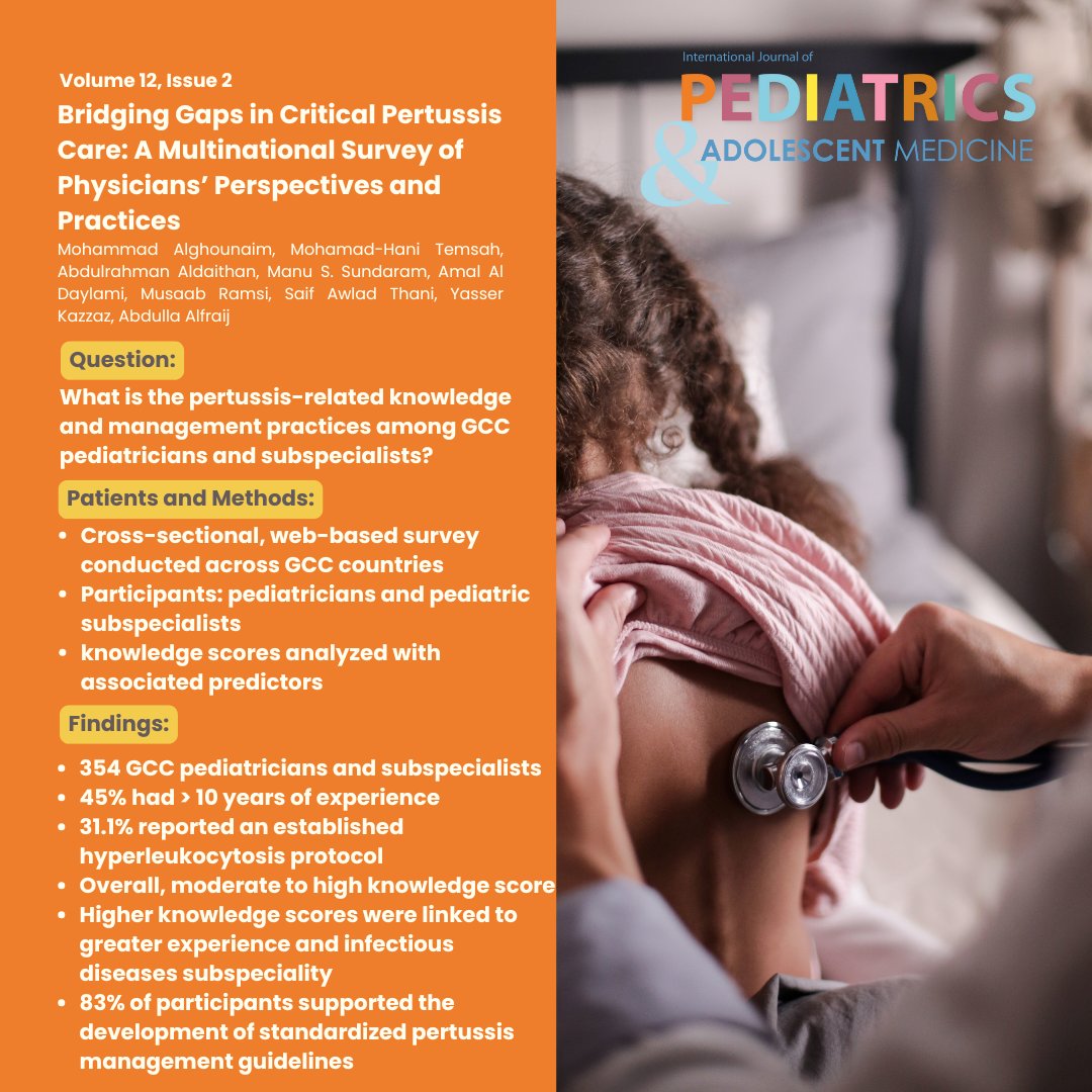 IJPAM's tweet photo. Bridging #gaps in critical #pertussis care: A multinational #survey of #physicians’ #perspectives and #practices

To access the full article, please visit: https://t.co/esnwdS4iD1

#IJPAM #Medicine #pediatric #articles #June2025 #Vol12Iss2 #OriginalArticle https://t.co/BtWUoLXBUf