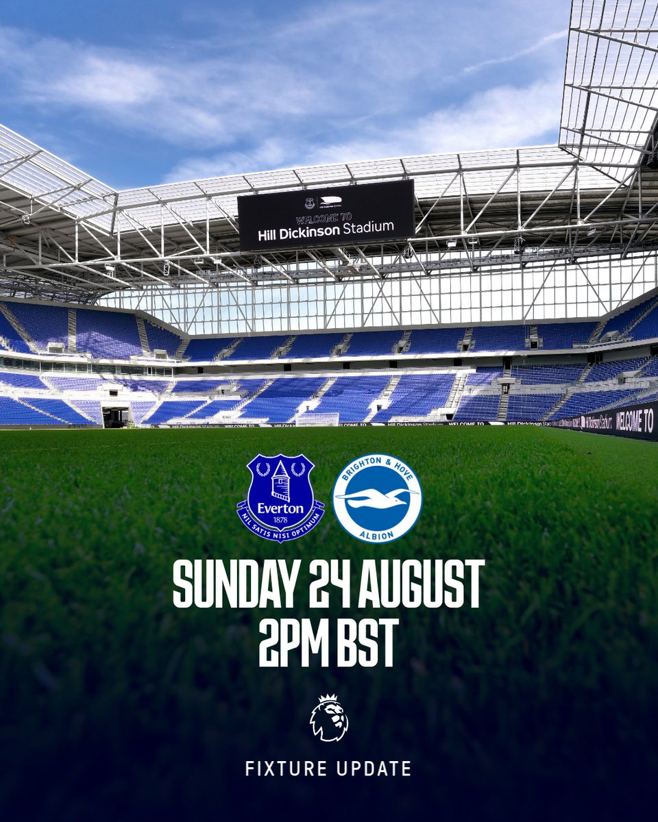 Everton (@everton) on Twitter photo Our first home game of the 2025/26 <a href="/premierleague/">Premier League</a> season has been rescheduled as a result of live broadcast selection. 📅 Our first home game of the 2025/26 <a href="/premierleague/">Premier League</a> season has been rescheduled as a result of live broadcast selection. 📅